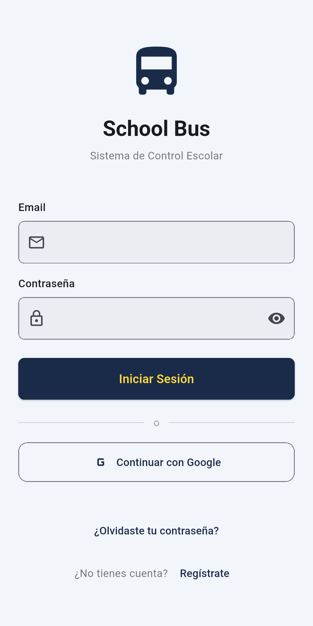 Pantalla de inicio de sesión