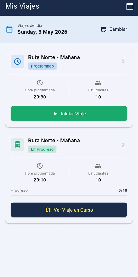 Vista del conductor — mis viajes
